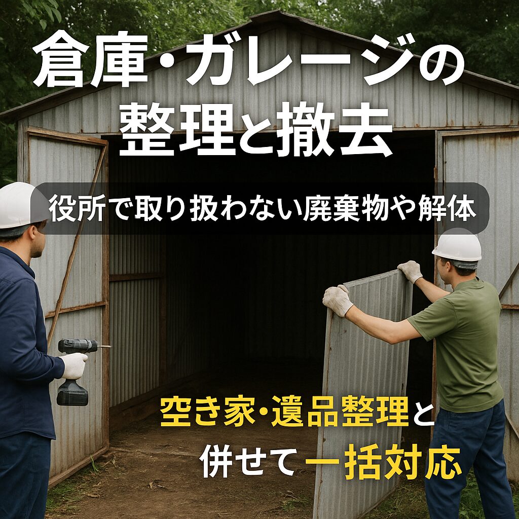 倉庫・ガレージの整理と撤去｜役所で取り扱わない廃棄物や解体も対応